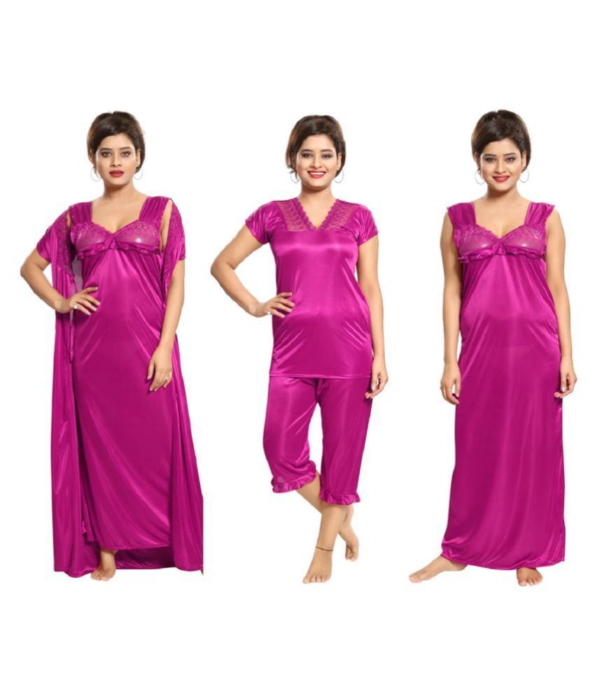     			Reposey Satin Nighty & Night Gowns - Purple