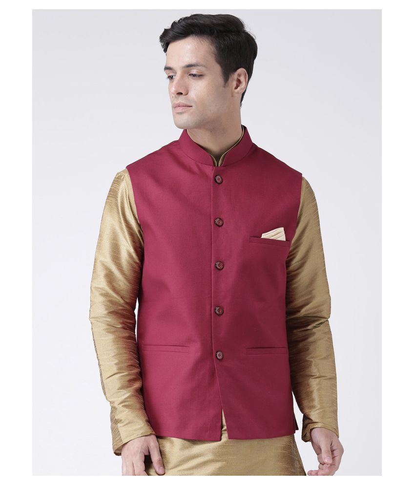     			Deyann Maroon Cotton Nehru Jacket