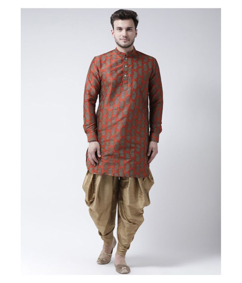     			Deyann Orange Silk Blend Kurta Single