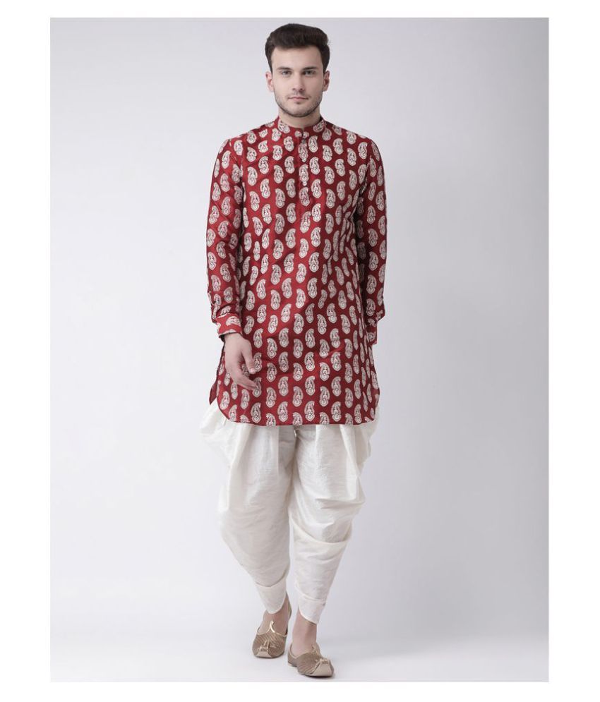     			Deyann Red Silk Blend Kurta Single