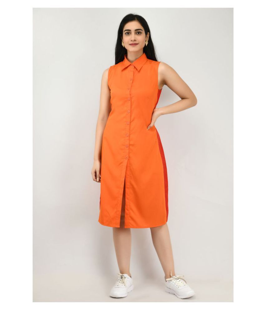 neon orange shirt dress