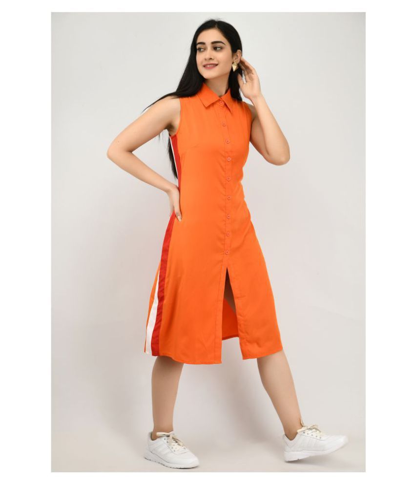 neon orange shirt dress