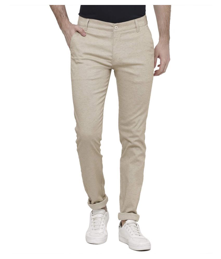 beige slim fit trousers