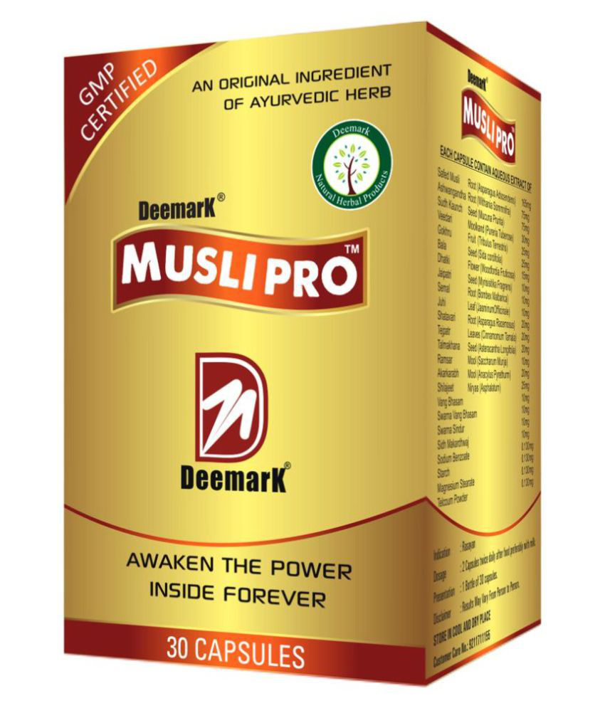Deemark Musli Pro Ayurvedic Strength and Performance Booster for Men (60 Capsules)