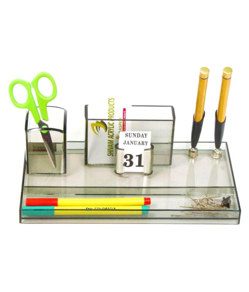     			Rasper Multi Color Acrylic pen Stand With Card Holder