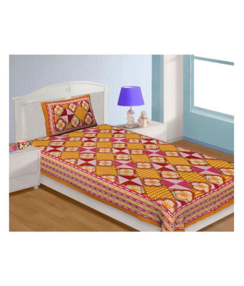 AJ Home Cotton Single Bedsheet with 1 Pillow Cover Buy AJ Home Cotton