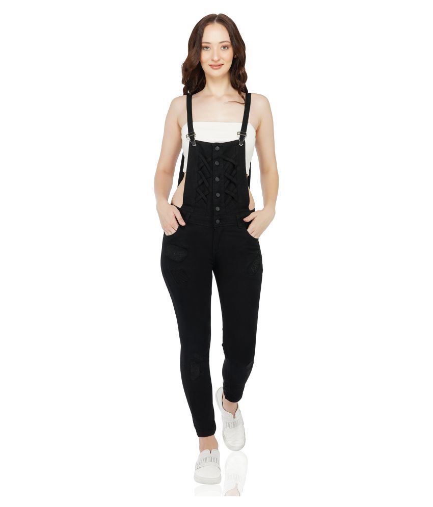 black denim jumpsuit short sleeve