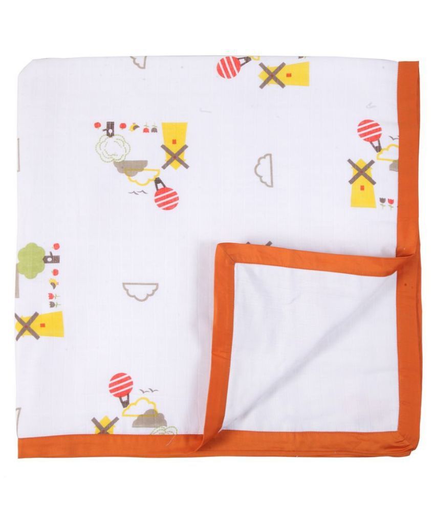 My Milestones Yellow Swaddle cloth Baby Blanket ( 105 cm × 105 cm 1