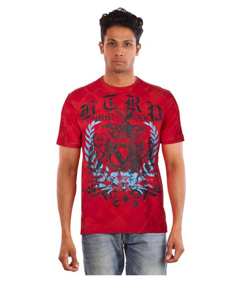     			Huetrap Cotton Red Printed T-Shirt