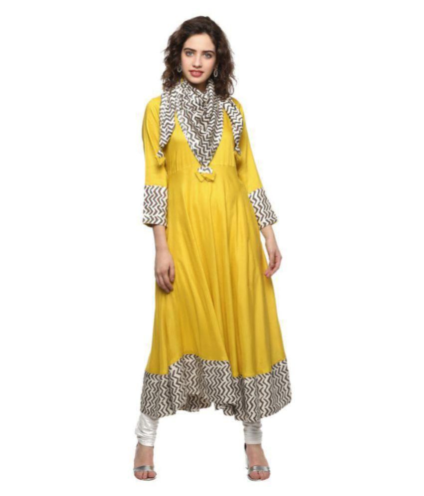     			Divena Rayon Yellow Regular Dress