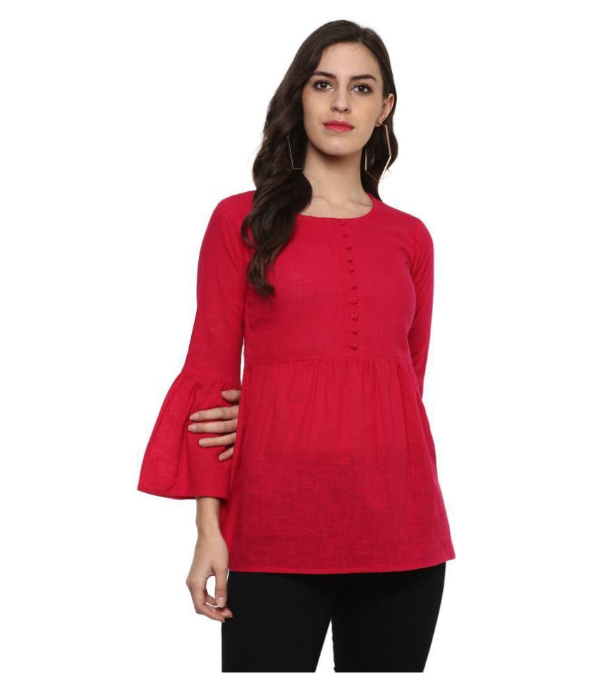     			Yash Gallery Cotton Regular Tops - Red