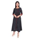 Yash Gallery - Black Cotton Women's Flared Kurti