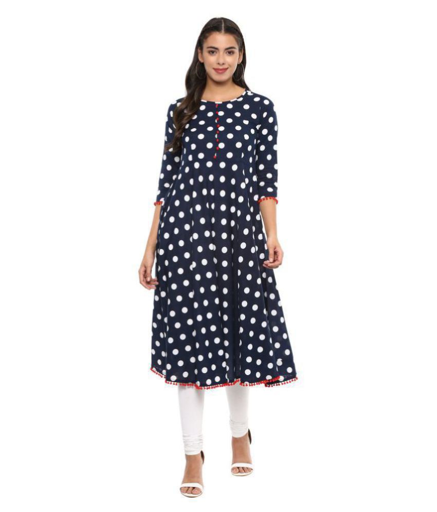     			Yash Gallery - Blue Cotton Women's Flared Kurti ( Pack of 1 )