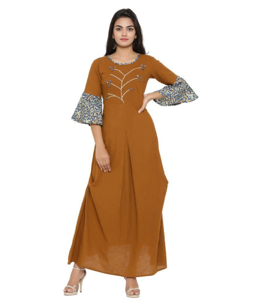     			Yash Gallery - Brown Cotton Women's Straight Kurti