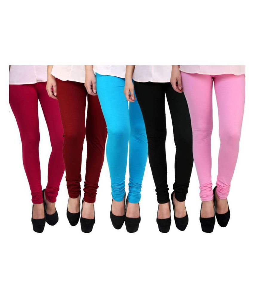     			Famaya Pack of 5 Girls 100% Cotton Leggings ( Multi )