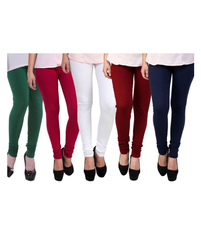     			Famaya Pack of 5 Girls Cotton Leggings ( Multicolor )