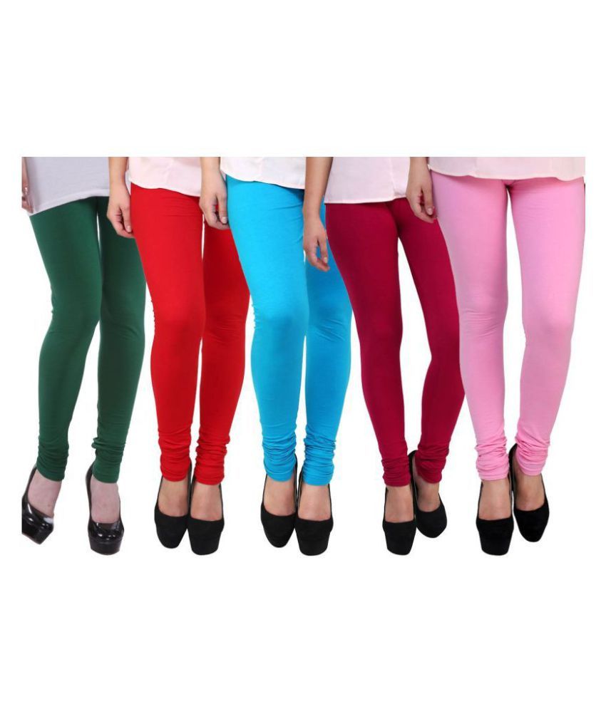     			Famaya Pack of 5 Girls 100% Cotton Leggings ( Multi )