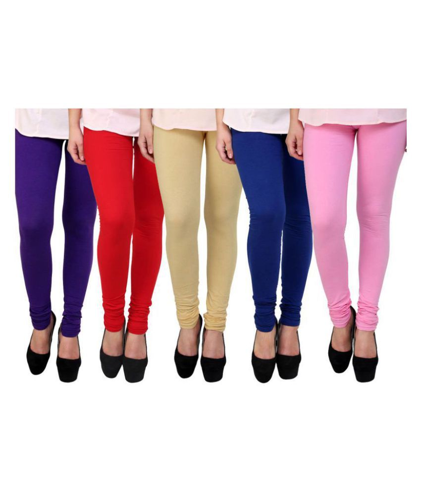     			Famaya Pack of 5 Girls 100% Cotton Leggings ( Multi )