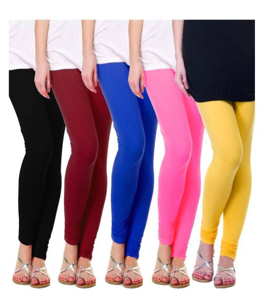     			Famaya Multicolor Leggings for Girls- Pack of 5