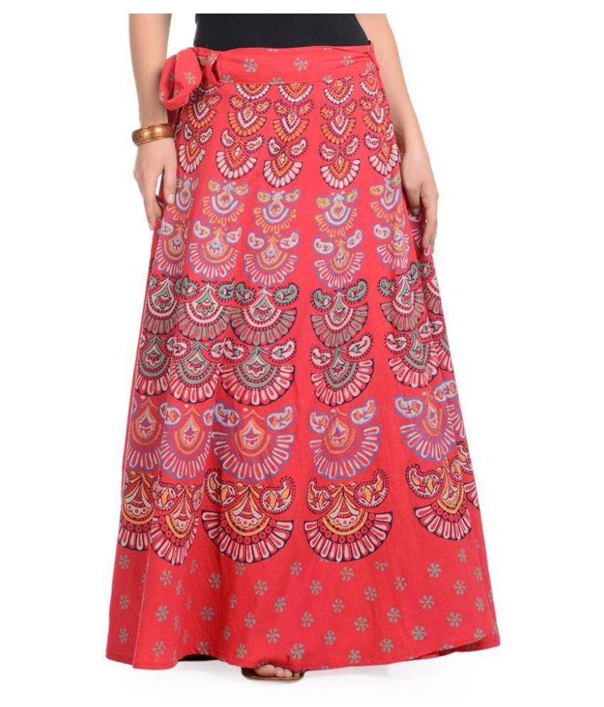 Buy Rajasthani Sarees Cotton Straight Skirt - Red Online at Best Prices ...