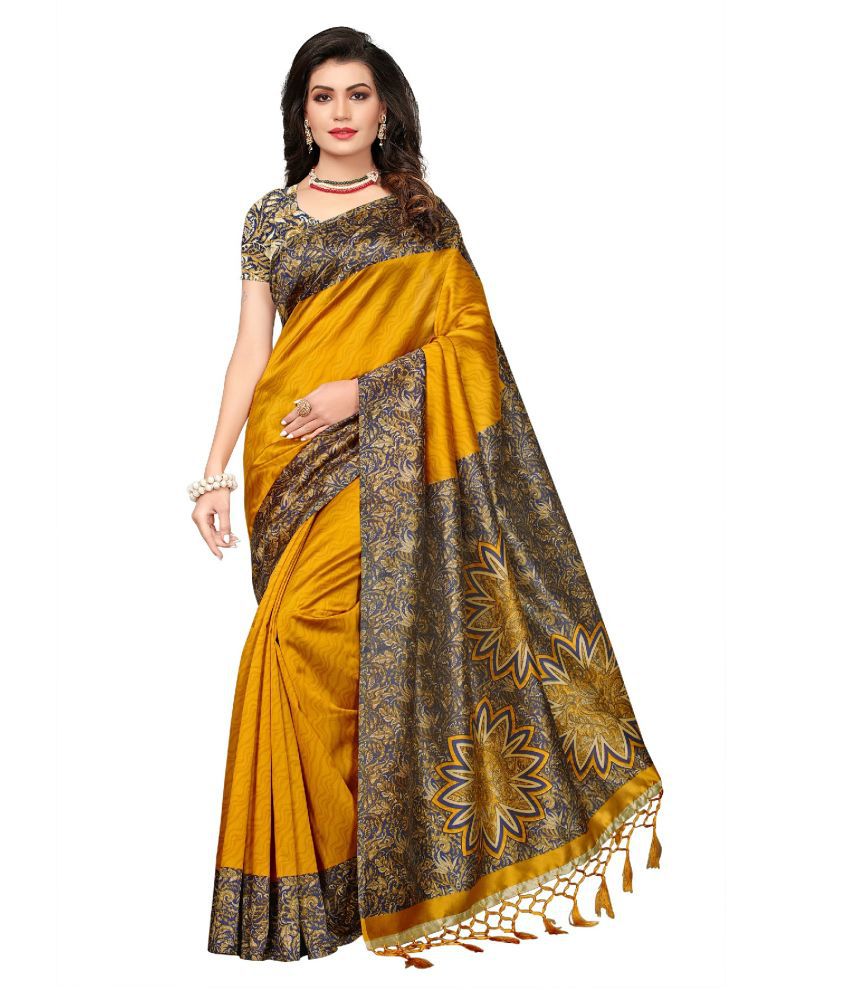 dhwaja export Yellow Mysore Silk Saree - Buy dhwaja export Yellow ...