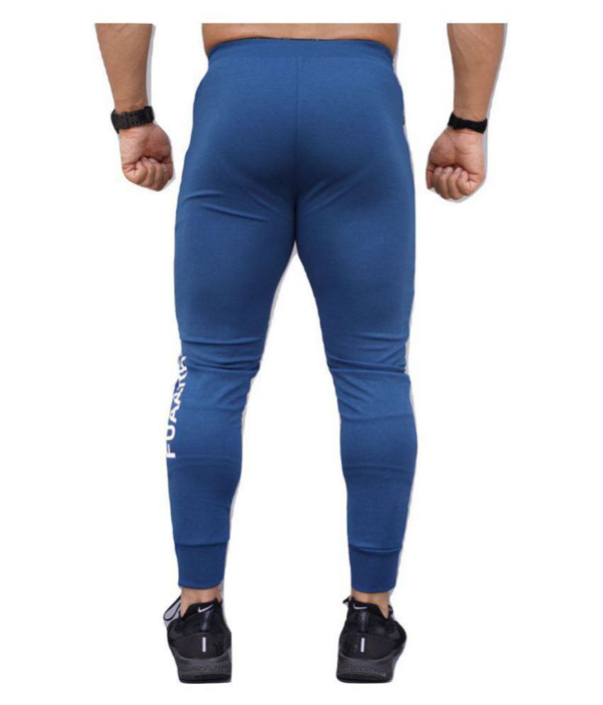 blue leather joggers