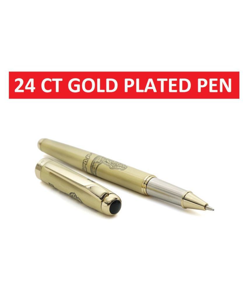     			Hayman 24 ct Gold Plated statue of unity Engraved Roller Ball Pen with Box