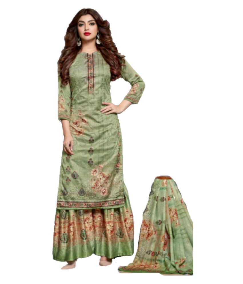 muskan fashion st Green Cotton Dress Material Buy muskan fashion st