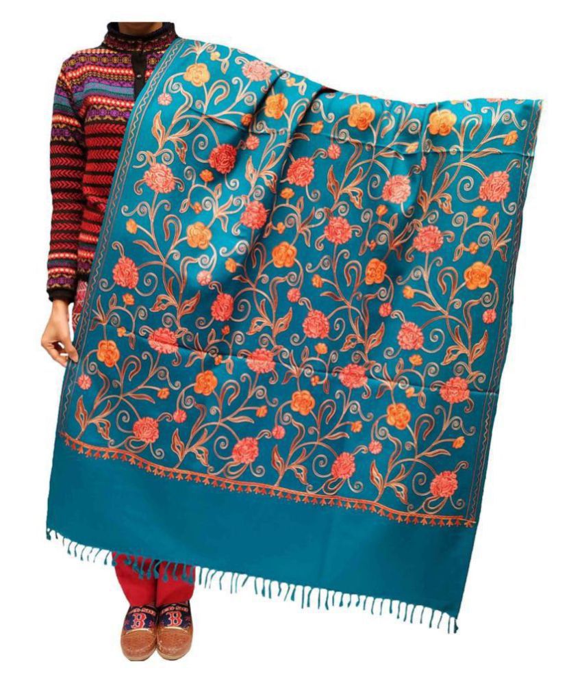 Kashmiri Shawl Blue Ari Embroidery Shawl