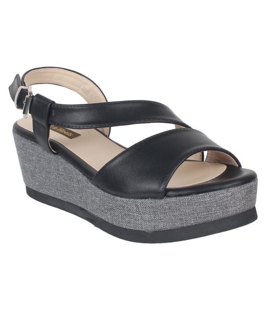 Flat N Heels Black Wedges Heels Price in India Buy Flat N Heels Black Wedges Heels Online at