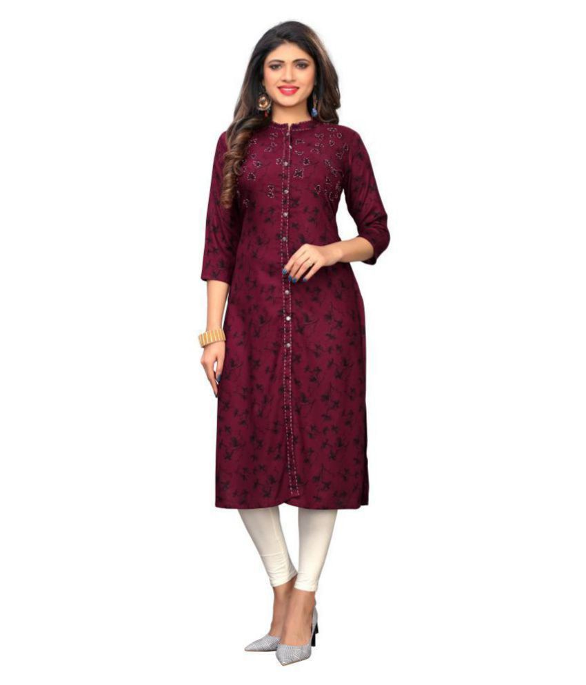     			Vbuyz Purple Rayon Straight Kurti