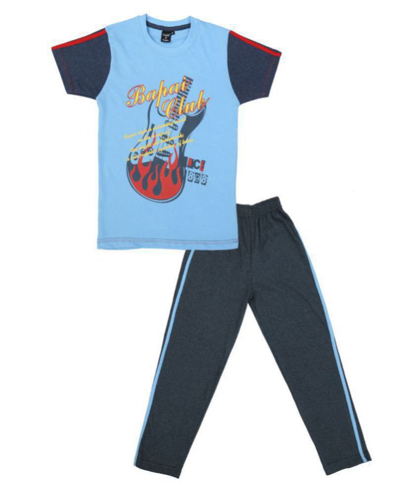     			Todd N Teen Boys Pure Cotton Round Neck Casual Wear, Lounge Wear With Full Pant