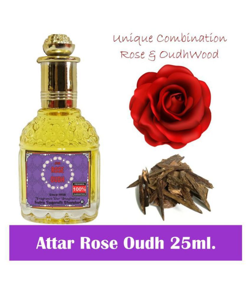     			INDRA SUGANDH BHANDAR - Rose Oudh Pure Agarwood and Gulab Combination Attar for men and women Attar For Men & Women 25ml Pack Of 1