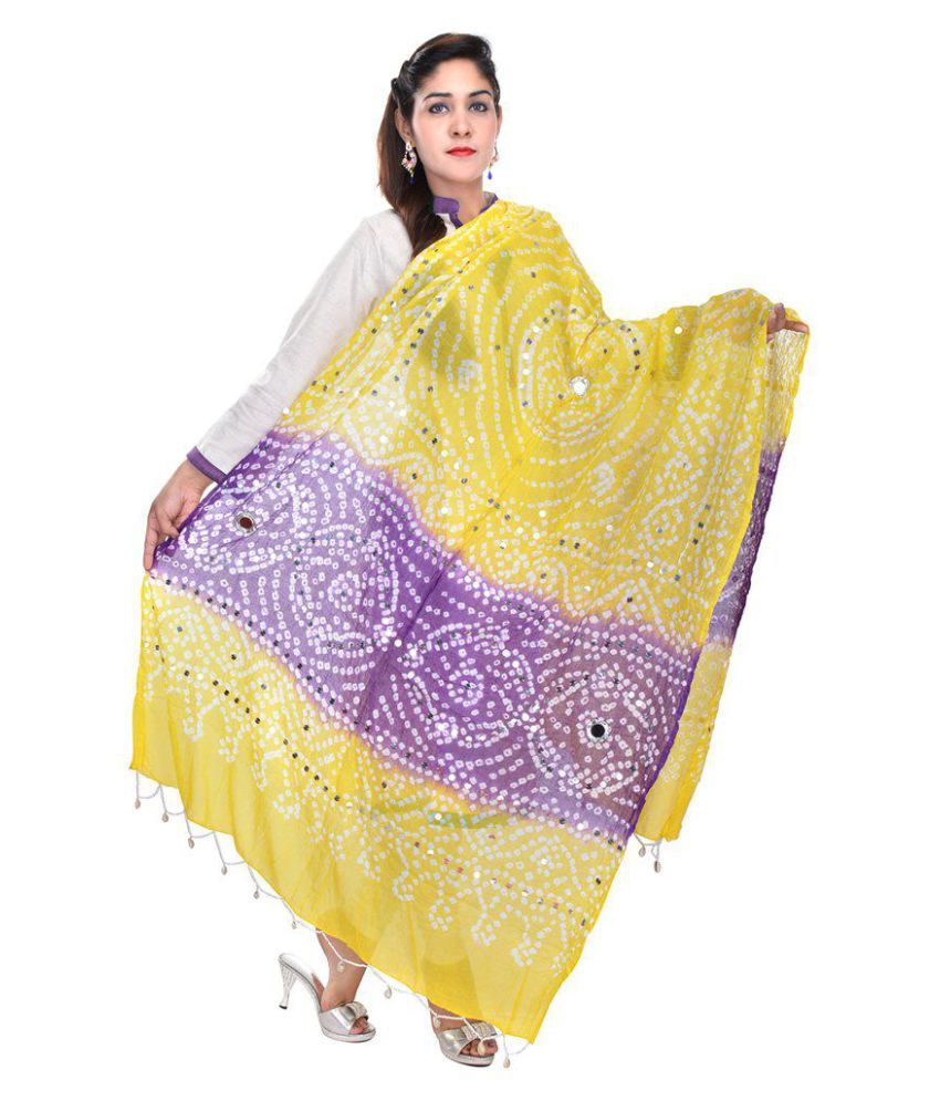 Rajasthani Sarees Yellow Cotton Bandhej Dupatta Price in India - Buy ...