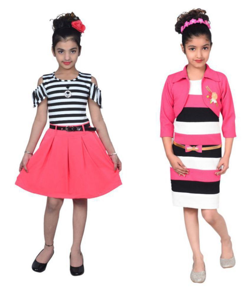     			Sky Heights Girls Midi/Knee Length Combo Of 2 Party Wear dresses