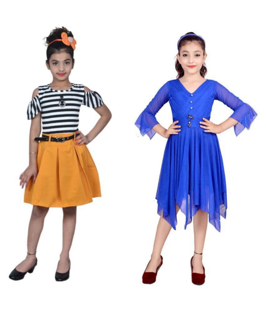    			Sky Heights Girls Midi/Knee Length Combo Of 2 Party Wear dresses