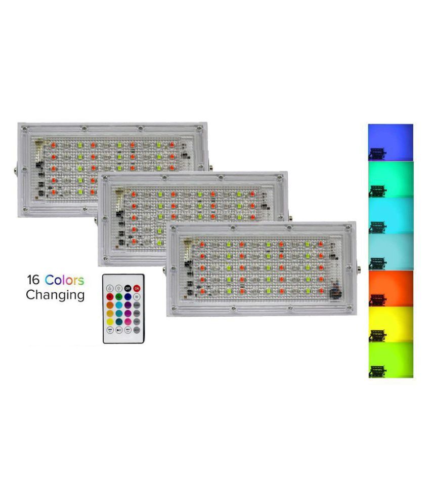     			MLD 50w RGB with remote Watts IP 66 Flood Light RGB - Pack of 3