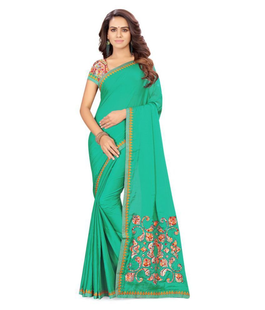     			Shaily Green Georgette Saree