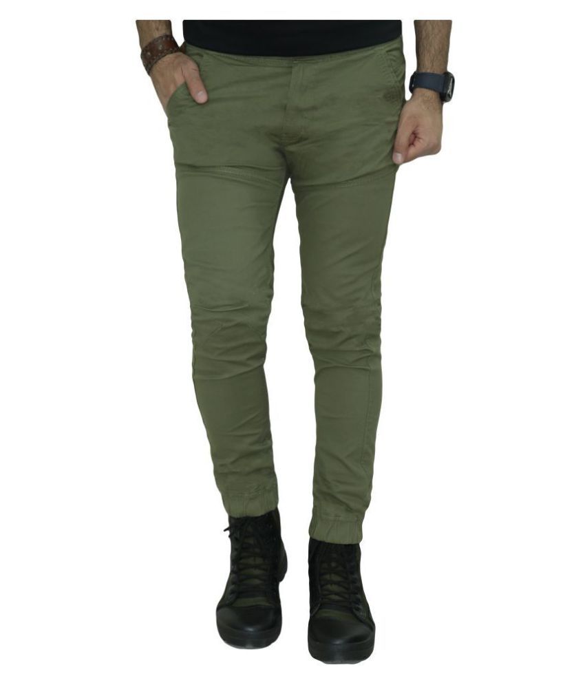     			Urban Legends Green Regular -Fit Flat Joggers