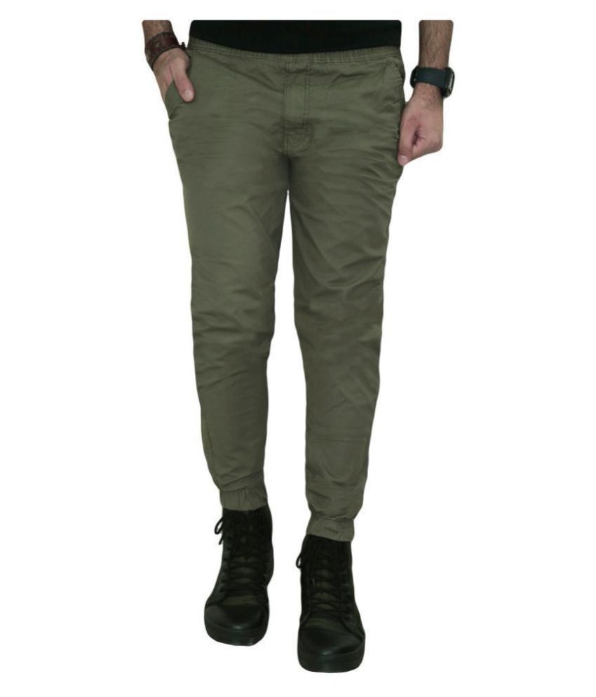     			Urban Legends Green Regular -Fit Flat Joggers