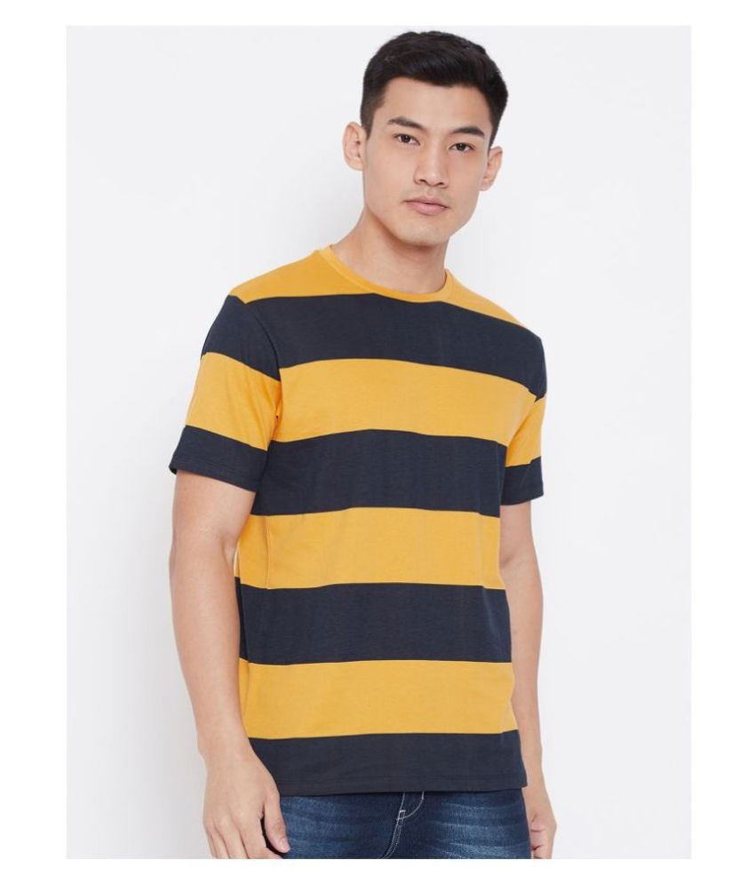     			ESPARTO Cotton Yellow Striper T-Shirt