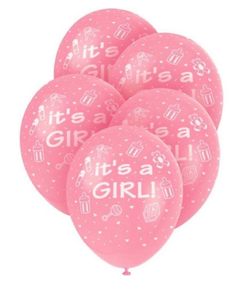     			GNGS Pack of 50 Pink Girls Printed Baby Shower Decoration Balloons