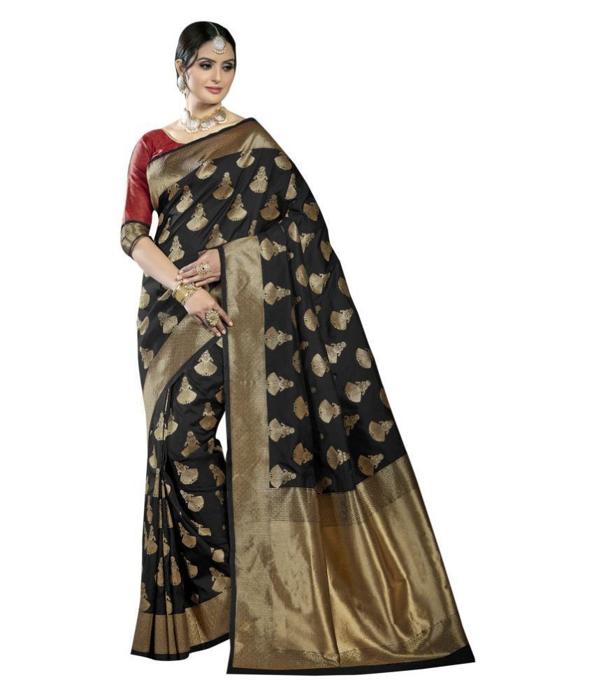     			Aarrah Black Silk Saree