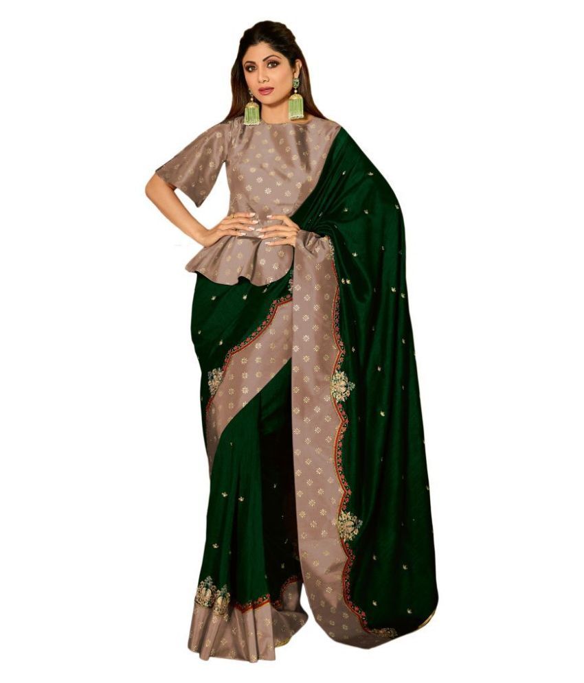     			Aarrah Green Silk Blends Saree