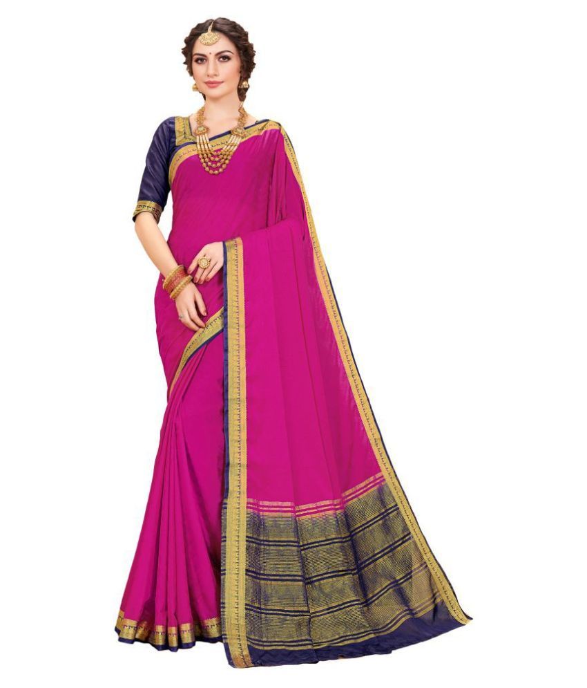     			Aarrah Pink,Blue Silk Blends Saree