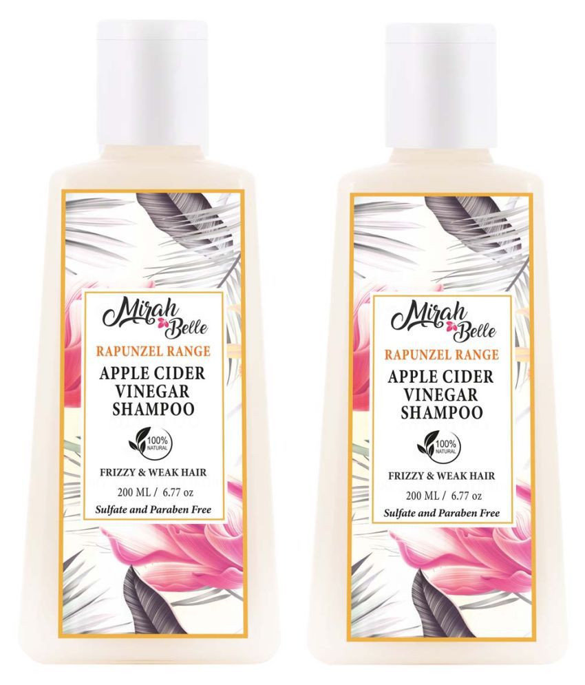 Mirah Belle Organic & Natural - Apple Cider Vinegar Softening & Repairing- Paraben Free Shampoo 200 mL Pack of 2