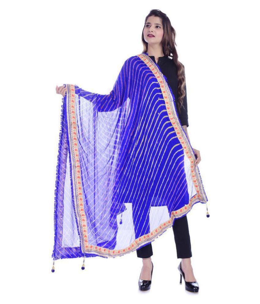     			Raj Blue Chiffon Leheria Dupatta