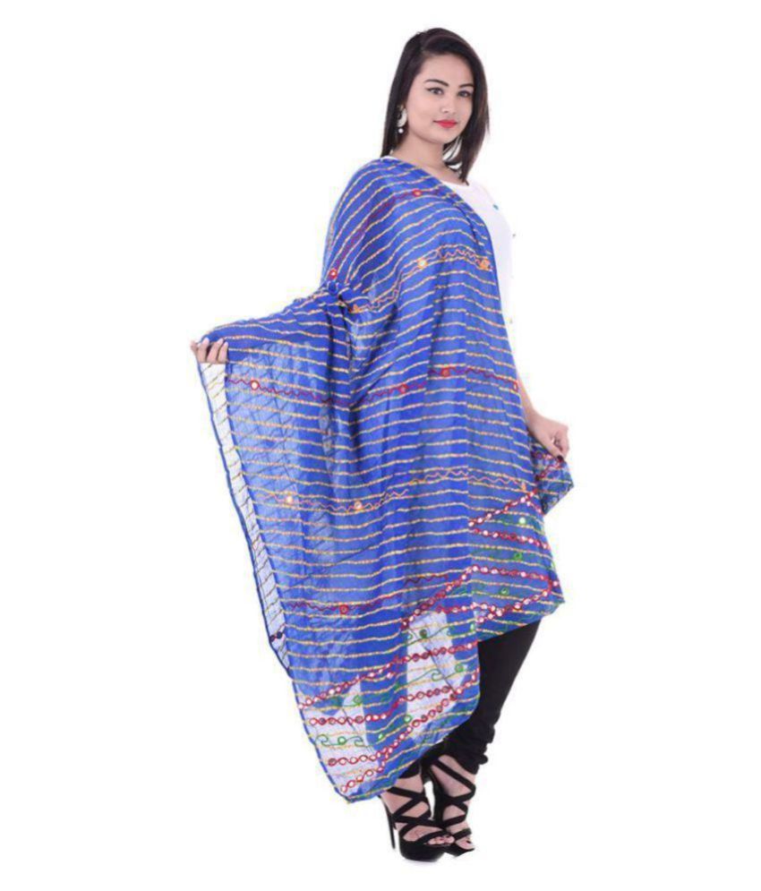     			Raj Blue Cotton Dori Embroidered Dupatta