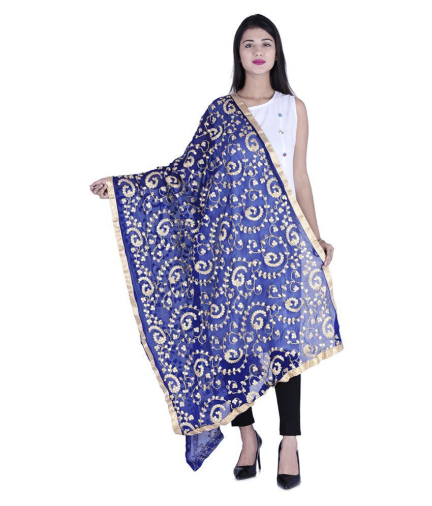     			Raj Blue Crepe Gota Patti Dupatta