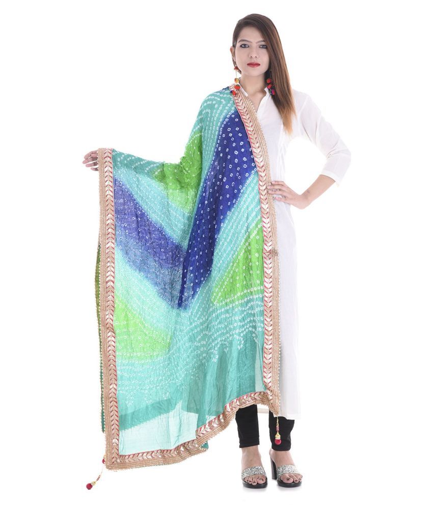     			Raj Green Art Silk Bandhej Dupatta